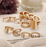 13 Piece Medallion Ring Set With Austrian Crystals 18K Gold Plated Ring ITALY Design